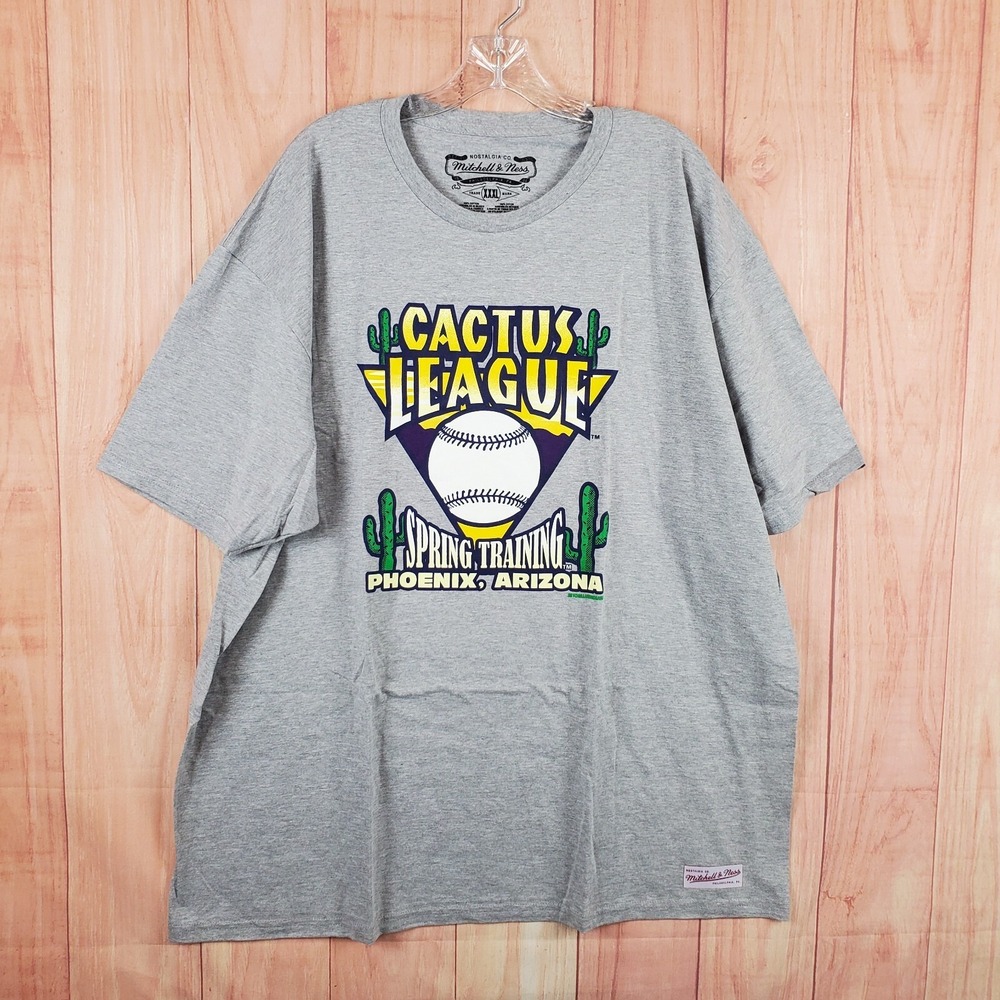 Mitchell & Ness Mens T-Shirt 3XL Gray Cotton Cactus League Milwaukee Brewers